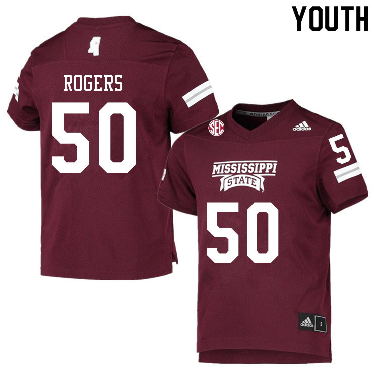 Youth #50 Timar Rogers Mississippi State Bulldogs College Football Jerseys Sale-Maroon